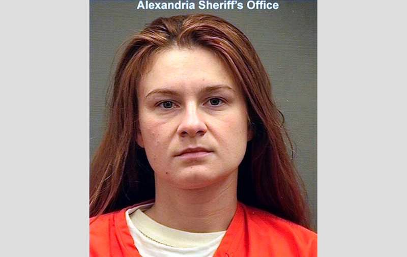 This Aug. 17, 2018, file photo provided by the Alexandria (Va.) Detention Center shows Maria Butina. Butina, who admitted being a secret agent for the Kremlin believed Russian officials would consider her notes and analysis to be “valuable” as she tried to infiltrate conservative U.S. political groups.