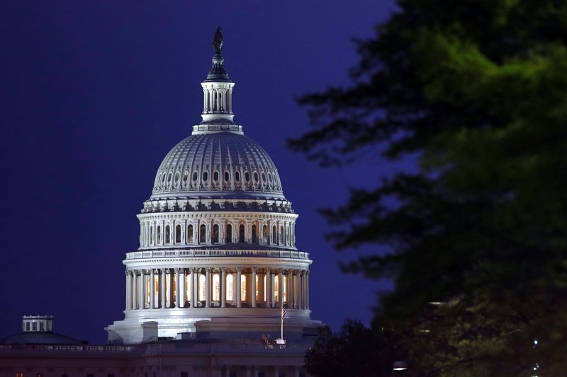 This April 18, 2019, file photo shows the dome of the U.S. Capitol in Washington. On Friday, April 10, the Treasury Department released federal budget data for April. (AP Photo/Patrick Semansky, File)