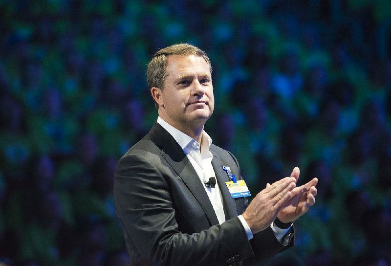 Doug McMillon, president and CEO of Walmart Inc., speaks during the annual Walmart shareholders meeting, Friday, June 1, 2018 at Bud Walton Arena in Fayetteville. 

