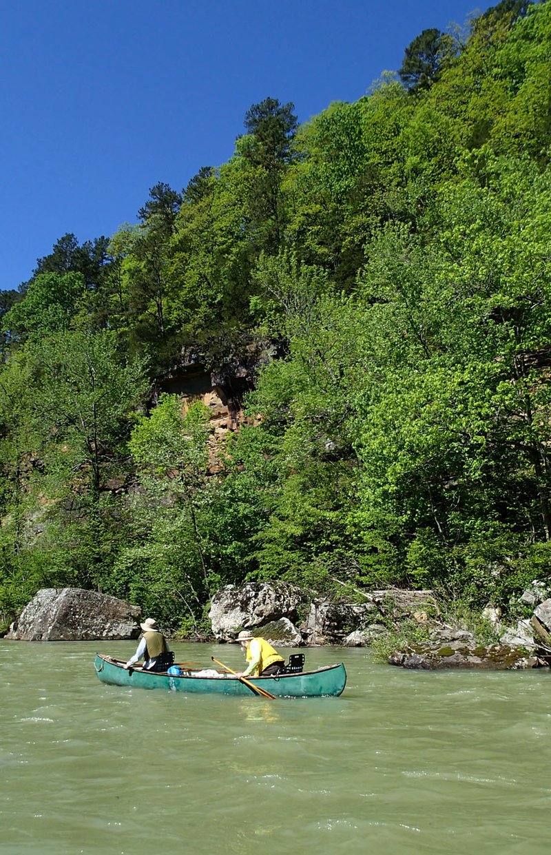 NWA Democrat-Gazette/FLIP PUTTHOFF 
The Mulberry flows bank full during a float trip April 26 2019 from High Bank access to Turner Bend.