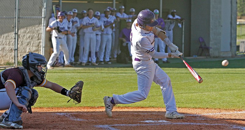 Terrance Armstard/News-Times El Dorado's Jacob Boshears takes a swing in action against Lake Hamilton. Boshears is among several seniors the Wildcats will have to replace for next season.