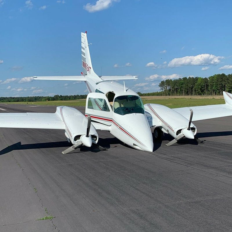 Landing: A Cessna 310 experienced a hard landing Monday afternoon when it experienced a mechanical malfunction. Contributed photo