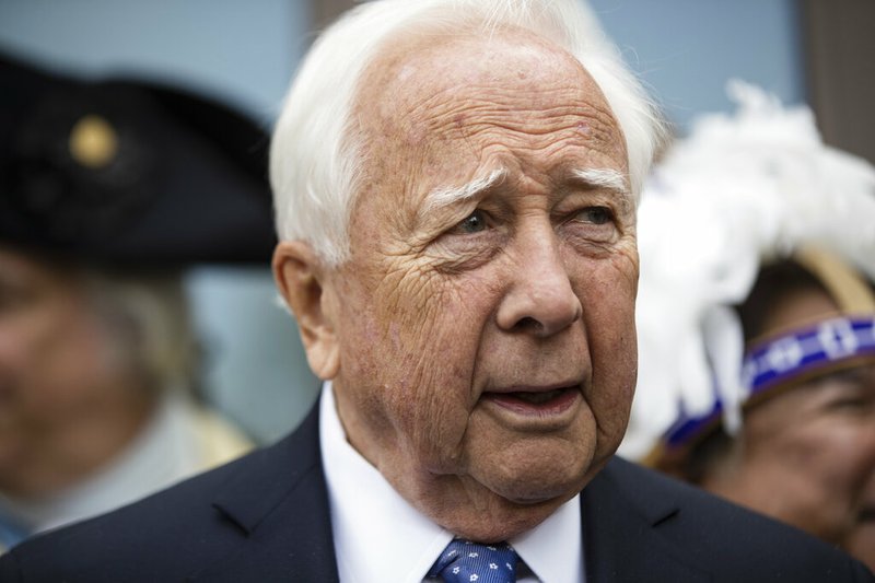 In this April 19, 2017 file photo author David McCullough attends the opening ceremony for Museum of the American Revolution in Philadelphia. McCullough's new book is facing strong criticism for romanticizing white settlers and deemphasizing the pain inflicted on Native Americans in the present-day American Midwest. (AP Photo/Matt Rourke, File)