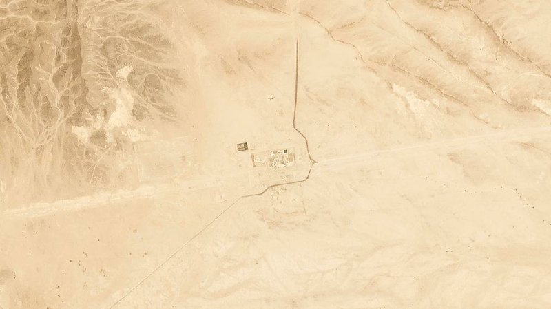 A satellite image shows Saudi Aramco’s Pumping Station No. 8 on Tuesday near al-Duadmi, Saudi Arabia, after it resumed operations in the aftermath of a drone attack that caused a brief halt to work there and at another pumping station along the pipeline that crisscrosses the Arabian peninsula. Iran-backed Houthi rebels claimed credit for the attacks. 
