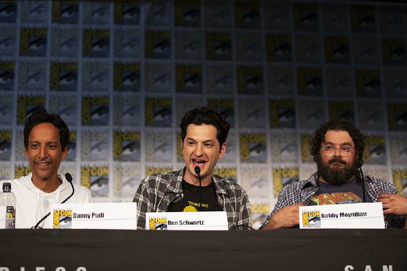 Actors Danny Pudi (from left), Ben Schwartz and Bobby Moynihan provide the voice talent for Donald Duck’s nephews Huey, Louie and Dewey on Disney’s DuckTales. New episodes began airing May 7.