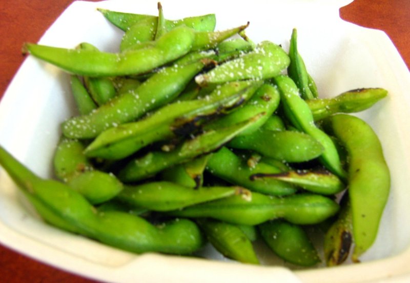 The edamame at Chicot Hibachi Express in North Little Rock is grilled and salted before serving. Arkansas Democrat-Gazette/Rosemary Boggs
