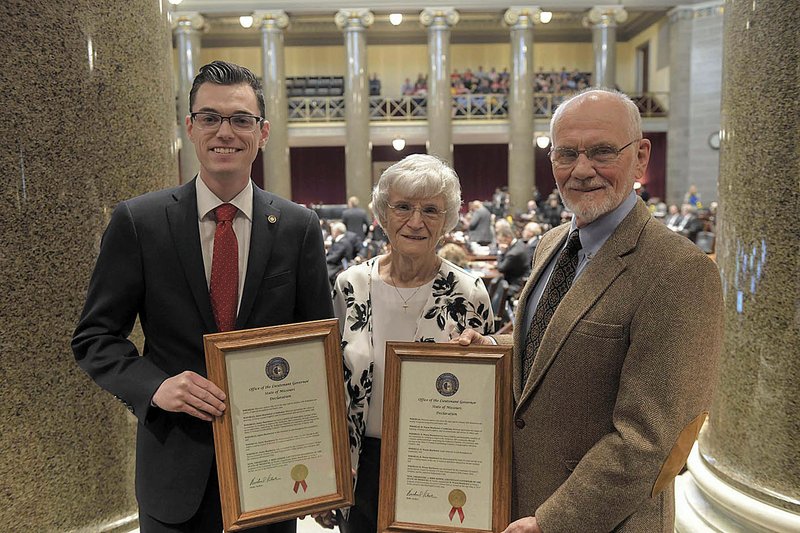 COURTESY PHOTO/Representative Deaton (left) is pictured with the Bearbowers on the floor of the House of Representatives.