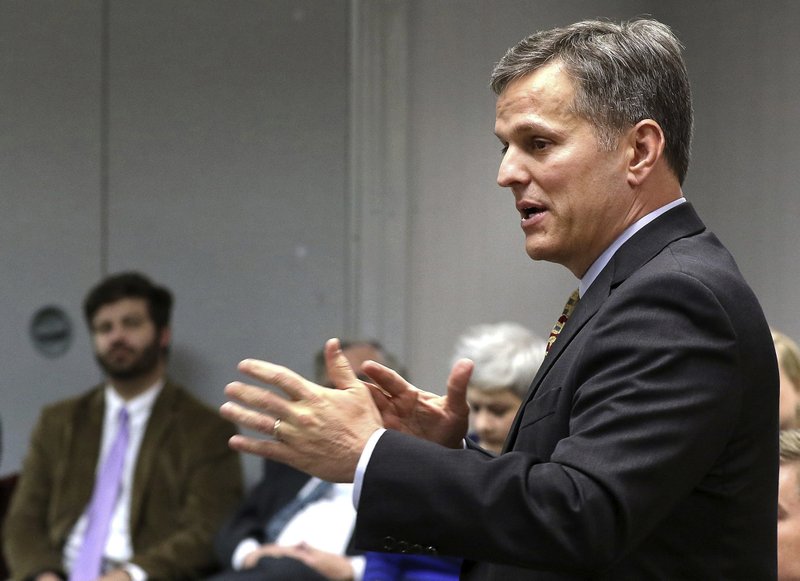  In this Wednesday, March 22, 2017, file photo, North Carolina Attorney General Josh Stein speaks at a roundtable discussion at the Gastonia Police Department community room in Gastonia, N.C.  (John Clark/The Gaston Gazette via AP, File)
