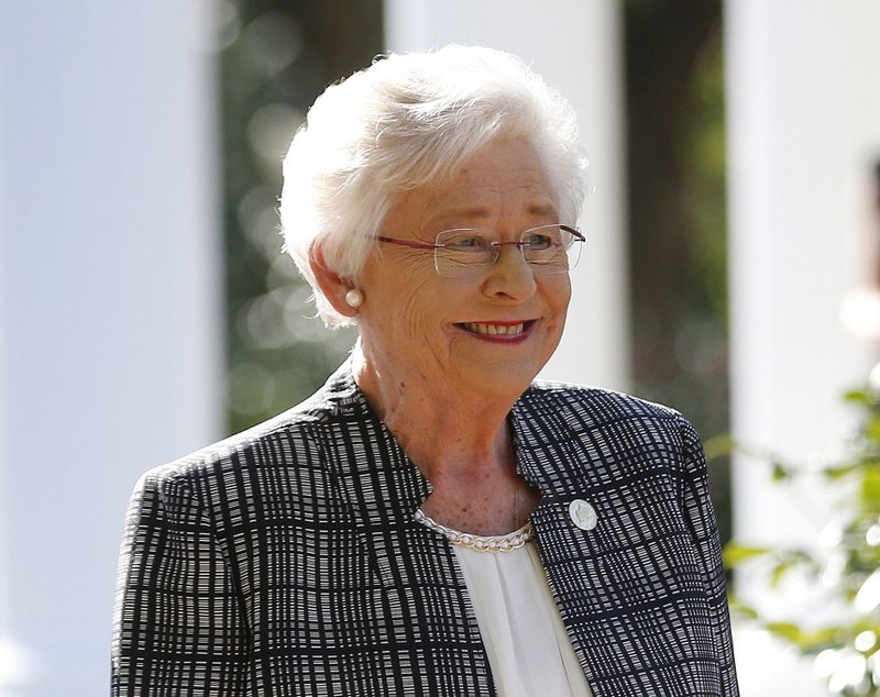 In this Nov. 17, 2017, file photo, Alabama Gov. Kay Ivey speaks to the media in Montgomery, Ala. Alabama lawmakers have passed a near total ban on abortion. The state Senate on Tuesday, May 14, 2019, passed the bill that would make performing an abortion at any stage of pregnancy a felony. The bill now goes to Ivey, who will decide whether to sign the legislation into law. (AP Photo/Brynn Anderson, File)