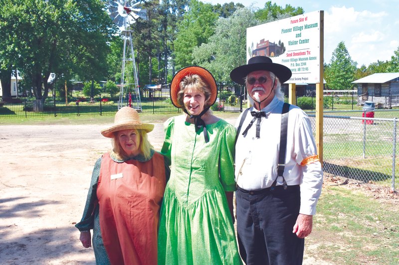 Pioneer Village in Searcy recently started a fundraising campaign to build a museum and visitor center. Pictured from left, are, Elizabeth Heard, chairwoman of the Friends of Pioneer Village; Roberta Spencer, Pioneer Village volunteer; and Dewey Spencer, chairman of the Pioneer Village Museum and Visitor Center Annex.