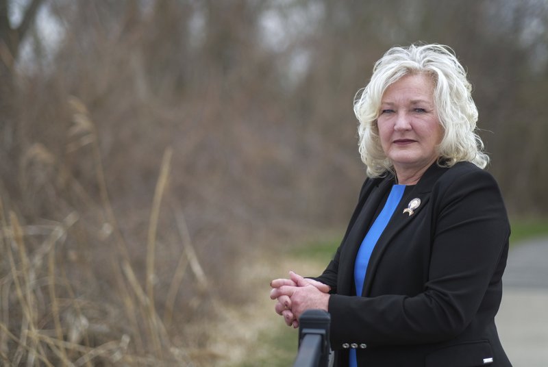 In this April 16, 2019, photo, State Rep. Lisa Sobecki, D-Toledo, poses for a photo at Bay View Park in Toledo, Ohio. She shared her story of a rape and subsequent abortion on the House floor during deliberations on the heartbeat abortion ban. (Jeremy Wadsworth/The Blade via AP)