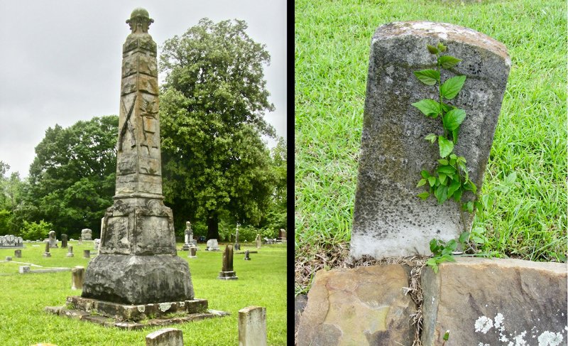 One of the 16 graves of Union Civil War veterans in Judsonia's Evergreen Cemetery provides an anchor for a vine. Photos by Marcia Schnedler special to the Democrat-Gazette