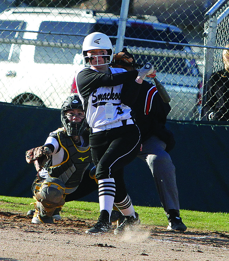 Smackover's Lydia Pullin follows through on a hit in action this season. The junior batted .602 with 14 home runs and was named News-Times Softball Player of the Year.