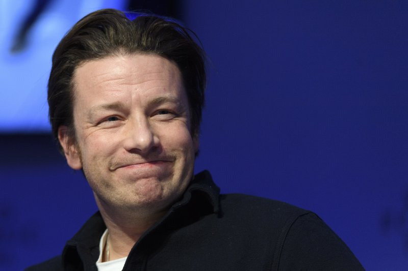  In this Wednesday, Jan. 18, 2017 file photo, British chef Jamie Oliver attends a panel session during the 47th annual meeting of the World Economic Forum, WEF, in Davos, Switzerland.  (Laurent Gillieron/Keystone via AP, File)