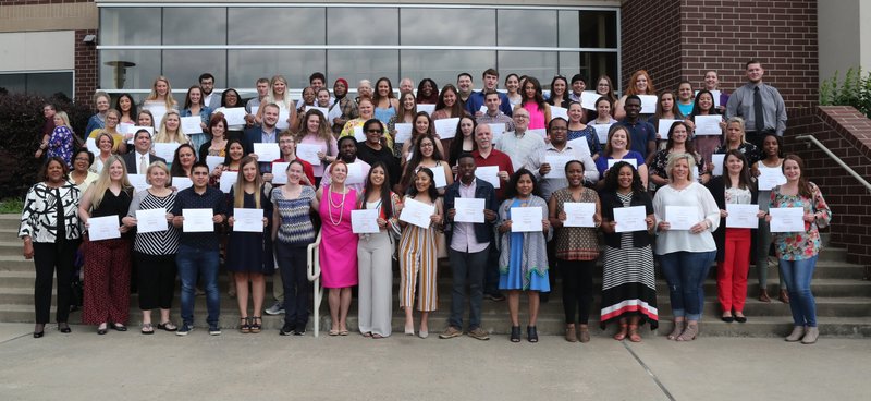 The 2019 recipients of Oaklawn Foundation Scholarships and members of the foundation gathered Tuesday, May 21, 2019, for an awards ceremony at National Park College. - Photo by Richard Rasmussen of The Sentinel-Record