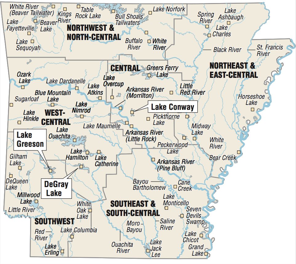 Lake Degray Fishing Map Fishing Hot Spots