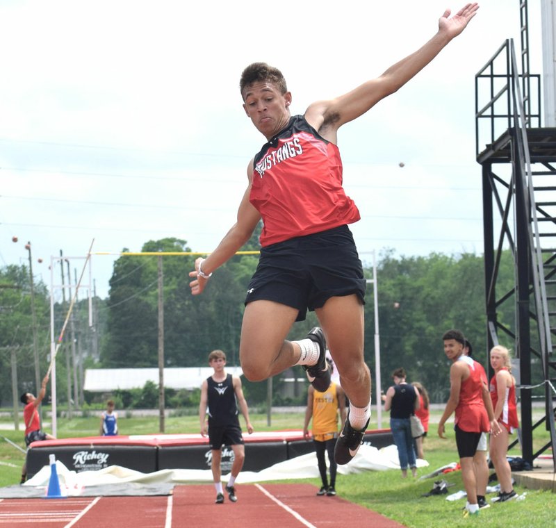 RICK PECK/SPECIAL TO MCDONALD COUNTY PRESS Michael Williams won long jump at the Missouri Class 4 Sectional 1 Track and field Championships with a jump of 21-11 on May 18 at West Plains High School.