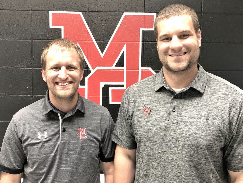 RICK PECK/SPECIAL TO MCDONALD COUNTY PRESS Brandon Joines (right) takes over as head coach for the McDonald County Mustang boys' basketball team for the 2019-2020 season. He will be assisted by Sean Crane, who is also new to the Mustangs.