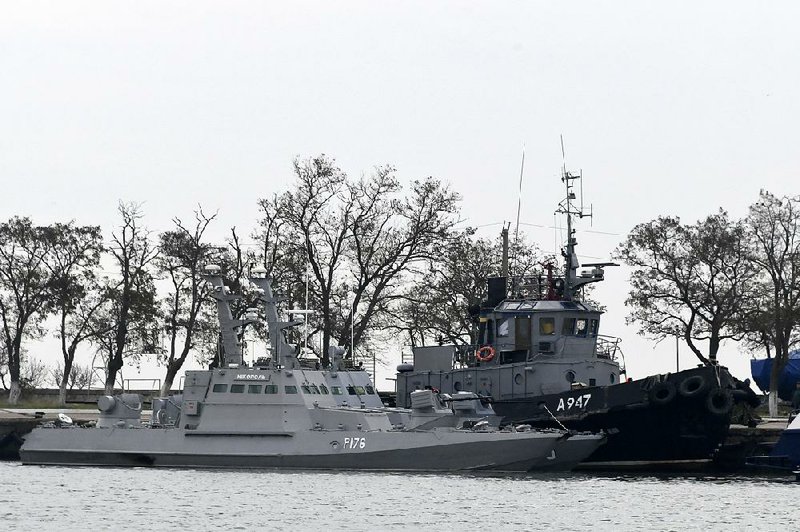 The three Ukrainian ships are shown in November after Russia seized the naval vessels during a confrontation in the Kerch Strait. 