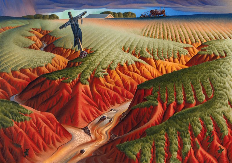 "Nature's Nation: American Art and Environment" -- Featuring 100 artworks from 70 eminent US collections, including "Crucified Land" (1939) by Alexandre Hogue, through Sept. 9, Crystal Bridges Museum of American Art in Bentonville. $16. 657-2335.