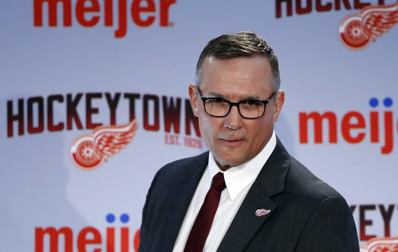 The Associated Press HOME SWEET HOME: In this April 19 file photo, Steve Yzerman walks into the news conference where he was introduced as the new executive vice president and general manager of the Detroit Red Wings in Detroit. Yzerman returns to Detroit where he was part of three Stanley Cup championship teams and a captain.
