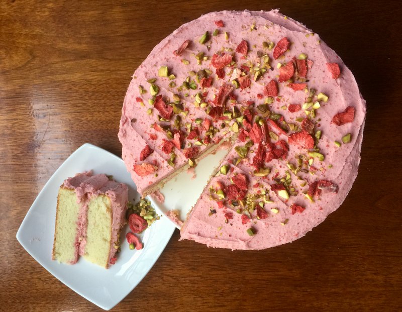 Arkansas Democrat-Gazette/KELLY BRANT Cardamom Cake With Strawberry-Rose Water Buttercream