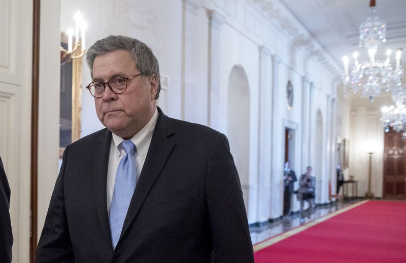 Attorney General William Barr arrives for a Public Safety Officer Medal of Valor presentation ceremony in the East Room of the White House in Washington, Wednesday, May 22, 2019.