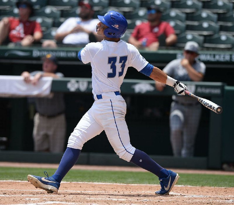 Right fielder Dave Matthews’ three-run home run broke a 3-3 tie in the fifth inning Saturday to lead Central Connecticut State to a 7-4 victory over California at Baum-Walker Stadium in Fayetteville.