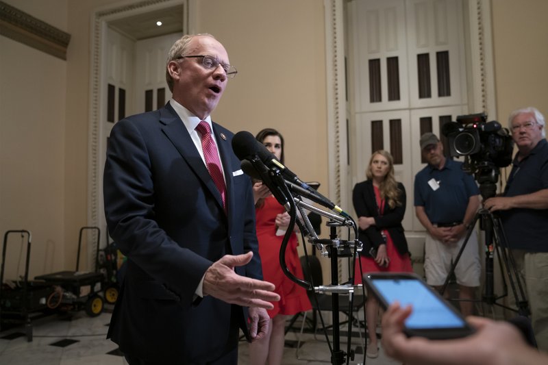 Rep. John Rose, R-Tenn., a freshman from Cookeville, Tenn., speaks to reporters at the Capitol after he blocked a unanimous consent vote during a scheduled pro forma session of the House on a long-awaited $19 billion disaster aid bill in the chamber, Thursday, May 30, 2019. Rep. Thomas Massie, R-Ky., and freshman Rep. Chip Roy, R-Texas, have both blocked passage of the measure in the past week. (AP Photo/J. Scott Applewhite)