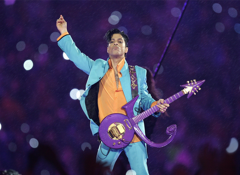 Prince performed during the halftime show at Super Bowl XLI at Dolphin Stadium in Miami in 2007. (AP)
