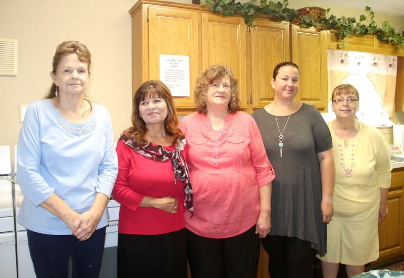 LYNN KUTTER ENTERPRISE-LEADER Women from Lincoln Assembly of God Church served graduating seniors for their annual breakfast, held May 22: Sue Pergeson, Anita Barber, Elaine Barenberg, Misty Mejia and Carolyn Igo. Not pictured is Christy Valdez.