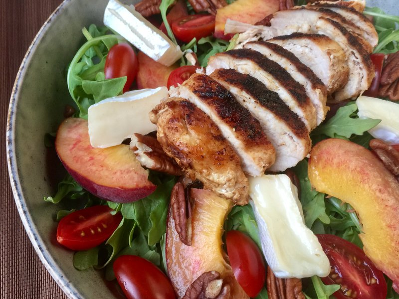 Summer Peach and Tomato Salad With Chicken and Pecans
Photo by Kelly Brant
