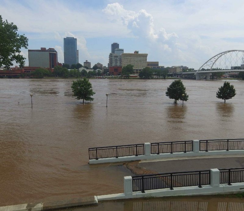 Flooding on the Arkansas River on Tuesday.