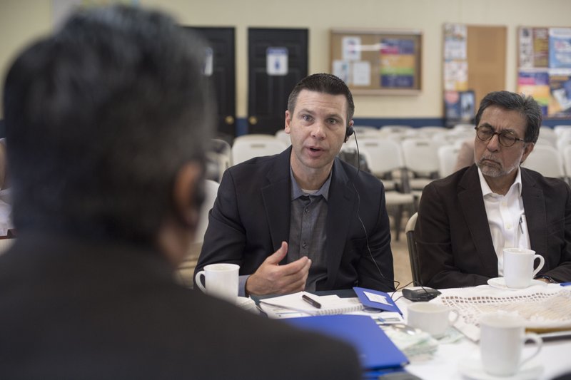 Kevin McAleenan - the Customs and Border Protection commissioner at the time - meets with Guatemalan and U.S. Embassy officials in September 2018 in Guatemala City, Guatemala. McAleenan is now acting secretary of homeland security. Washington Post photo by Carolyn Van Houten.