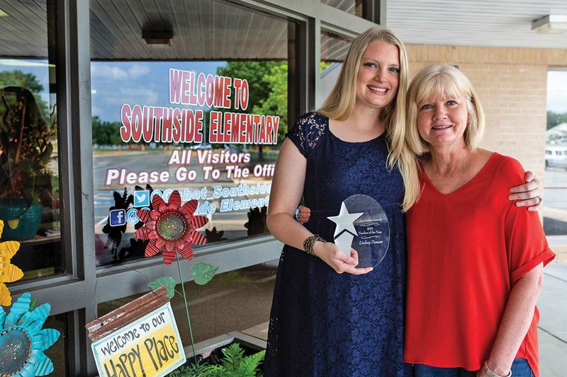 Lindsey Duncan, left, was honored as the Cabot Public School District Teacher of the Year for 2018-19. She teaches at the same school as did her mother, Angie Frizzell, right, who retired at the end of the school year.