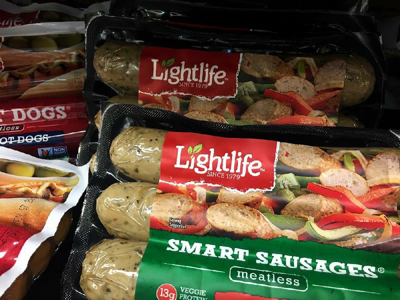 Meatless Lightlife Smart Sausages are displayed at a store in Jersey City, N.J., last year. Louisiana lawmakers have approved a bill that calls for strict labeling restrictions on veggie products. 