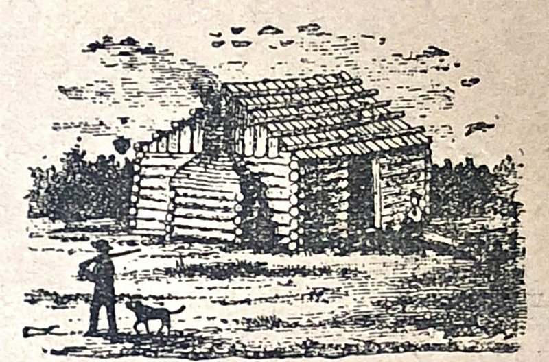 The historic depiction of the Arkansas Gazette's first printshop in the Arkansas Territory was supposedly based upon a sketch made by William E. Woodruff that was used to make an engraving in 1877. Photographed from a page of the 1919 Arkansas Gazette Centennial Edition in ADG library. (Arkansas Democrat-Gazette/CELIA STOREY)