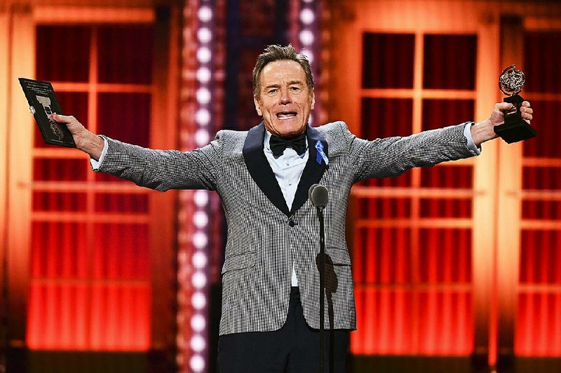 Bryan Cranston, star of the stage adaptation of Network, accepts the Tony award for best leading man in a play.