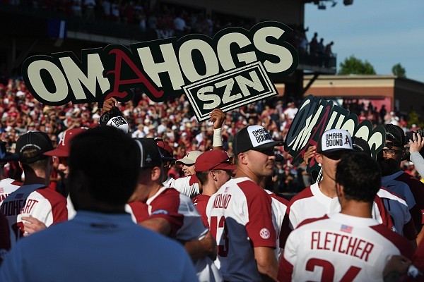 Arkansas' beat Ole Miss Monday June 10, 2019 during the NCAA Fayetteville Super Regional at Baum-Walker Stadium in Fayetteville. Arkansas won 14-1 and will advance to the College World Series in Omaha.