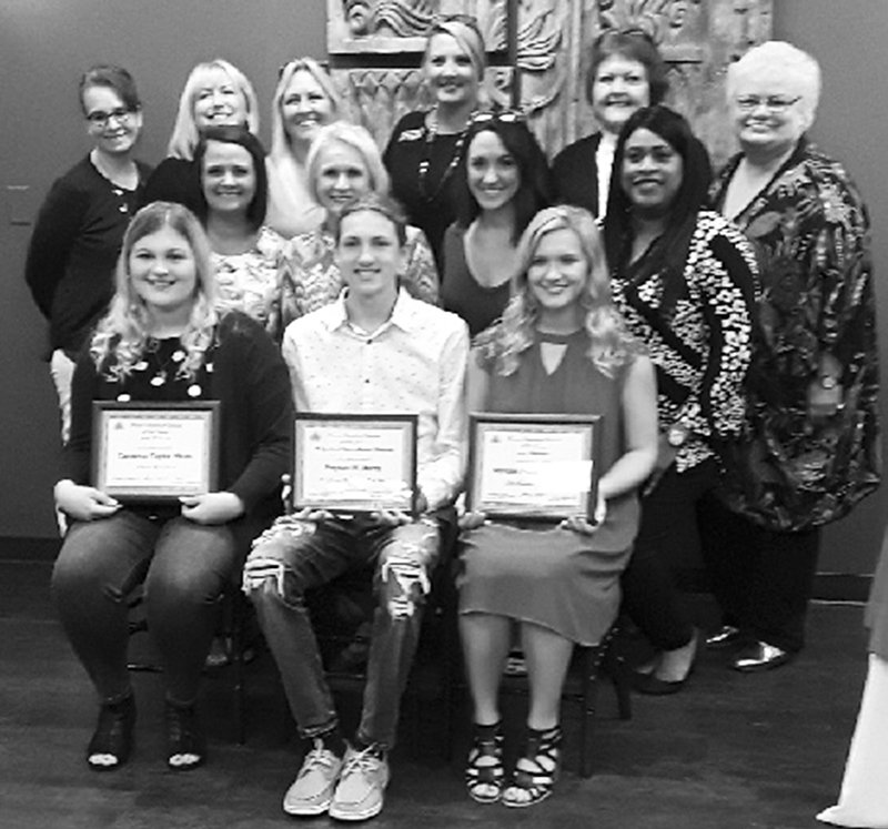 Submitted photo The Women's Chamber of Commerce of Hot Springs awarded $1,000 scholarships to three of six students during a scholarship banquet June 5 at Special Touch Catering. The winners, front, from left, are Cameron Hicks, Peyton Mertz and Morgan Fincham. "A Chance to Dance" fundraiser will be held Sept. 14 at the Arlington Resort Hotel &amp; Spa. For tickets or information about donating or membership contact Janie Evins, 501-624-5473, or Cora Jones, 501-693-4032.