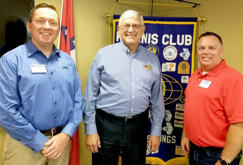 Photo submitted Kiwanis of Siloam Springs club member Jimmy Allen (left) introduced guest speaker, James Furgason (middle), District 12 Justice of the Peace for the Benton County Quorum Court, during the June 5 club meeting. Also pictured is Kiwanis Vice President Gary Wheat. Furgason's program focused on the basics of county government and what is next going forward with the county courthouse renovations. Caleb Martin, area director of Young Life, will present the club's next program from noon to 1 p.m. Wednesday, June 12, in the Dye Conference Room on the Campus of John Brown University.