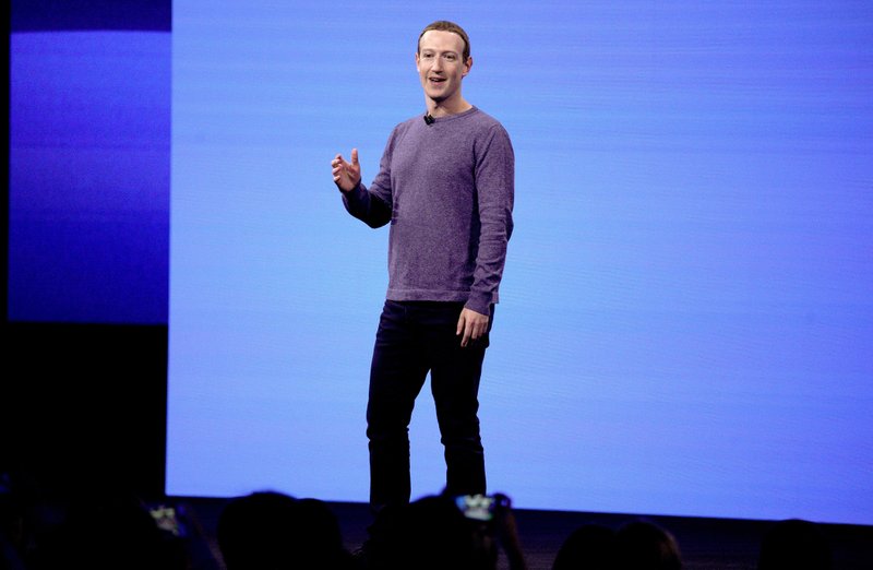  In this April 30, 2019, file photo, Facebook CEO Mark Zuckerberg makes the keynote speech at F8, Facebook's developer conference in San Jose, Calif. The Boston-based renewable energy developer Longroad Energy announced in May that Facebook is building a massive new solar farm in West Texas, a project believed to be one of the largest in the nation and the social media giant's first direct investment in renewable energy. (AP Photo/Tony Avelar, File)