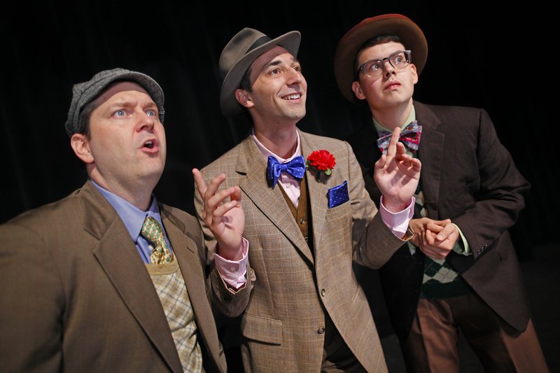 Kevin Alan Browne (from left) plays Benny Southstreet, with Nick Narcisi as Nathan Detroit and and Cody Walls as Nicely Nicely Johnson in the Arkansas Shakespeare Theatre production of Frank Loesser'scq EH musical Guys and Dolls in Conway. Special to the Democrat-Gazette/Eric White
