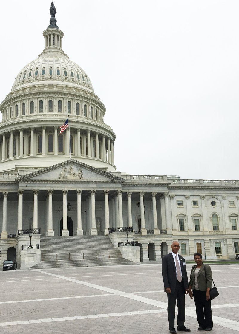 Dora Woods (right), a Columbia County landowner, and Sequoyah Browning, a Ouachita County landowner, recently participated in the annual American Forest Foundation Fly-in in Washington D.C. to advocate on behalf of the “Keeping it in the Family” Sustainable Forestry and Land Retention Program. The landowners are pictured in front of the U.S. Capital.
