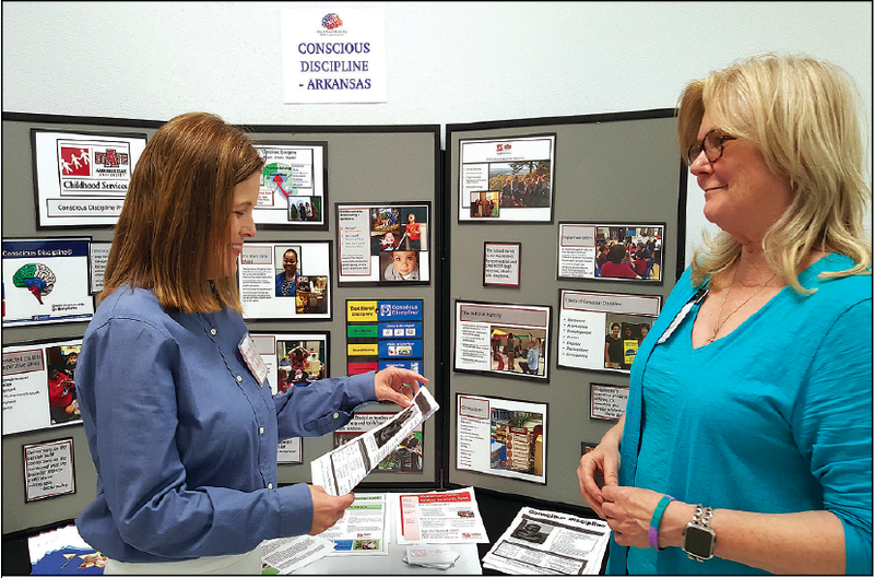 Sharing information at ‘Mental Health Day’
South Central Service Cooperative Curriculum Specialist Zephonia Avant, left, speaks with Carol Evans from Arkansas State University during the  “Mental Health Day” conference at the co-op this week. The event covered such topics as “Conscious Disciplines” which touched on tips about  “Bully Prevention” and “Managing Emotional Mayhem” in classrooms. See related article. 