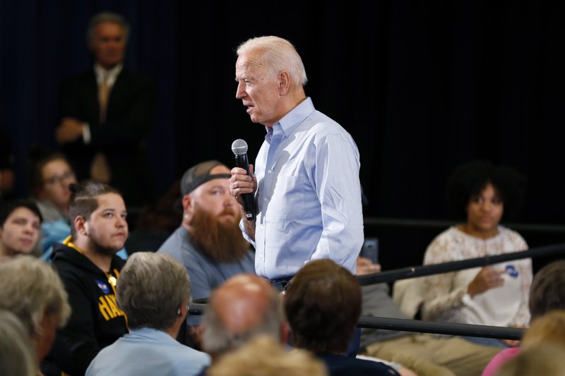 Democratic presidential candidate former Vice President Joe Biden speaks to local residents at Clinton Community College, Wednesday, June 12, 2019, in Clinton, Iowa. (AP Photo/Charlie Neibergall)