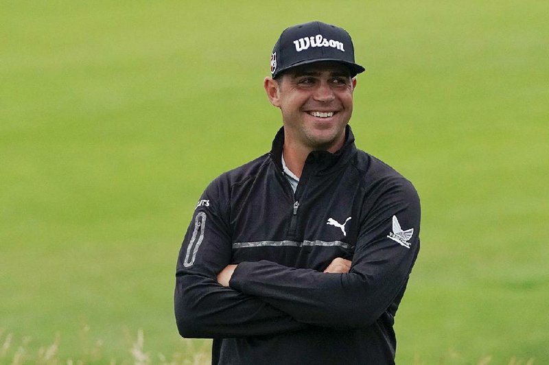 Gary Woodland smiles after finishing the second round in the U.S. Open golf tournament Friday, June 14, 2019, in Pebble Beach, Calif. 