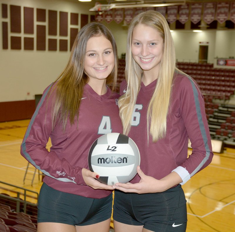 Graham Thomas/Siloam Sunday Former Siloam Springs volleyball standouts Chloe Price, left, and Ellie Lampton will represent the West All-Stars on Friday in the annual Arkansas High School Coaches Association All-Star Volleyball Match at the Farris Center on the campus of the University of Central Arkansas in Conway.