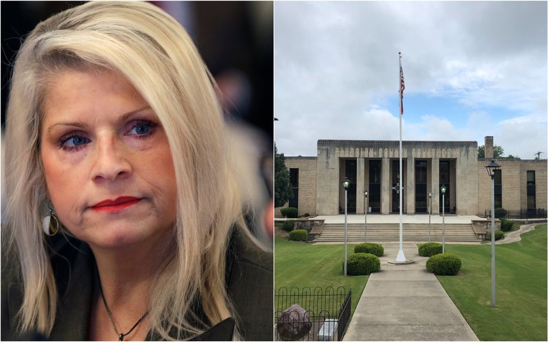 FILE - Former state Sen. Linda Collins and the Randolph County Courthouse