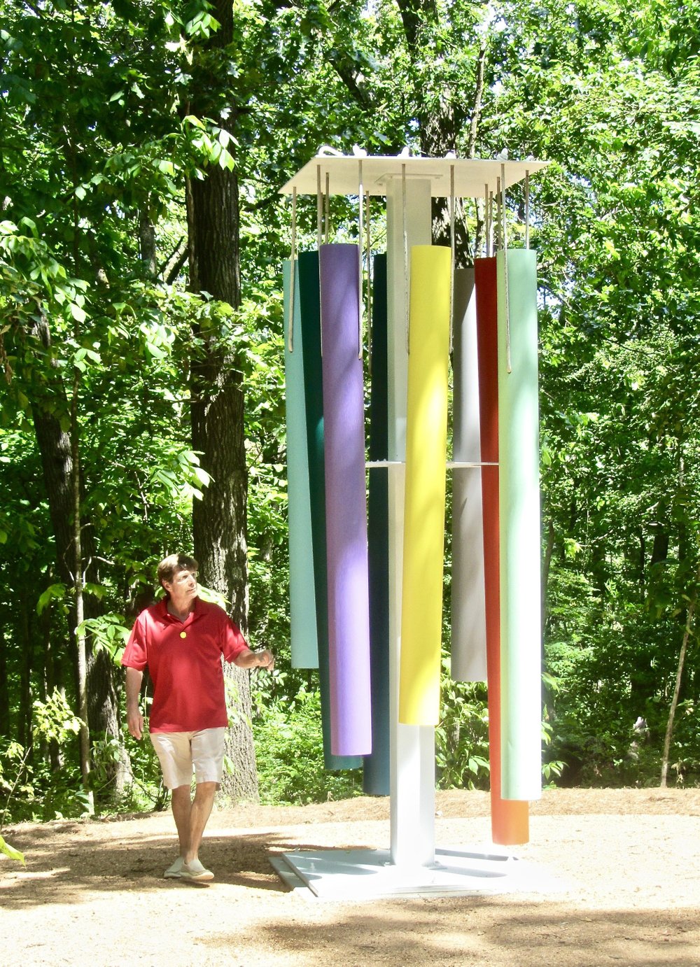 Sam Falls’ Untitled (Wind Chimes) invites visitors to make music in the “Color Field” exhibit at Crystal Bridges Museum of American Art. Photo by Marcia Schnedler, special to the Democrat-Gazette